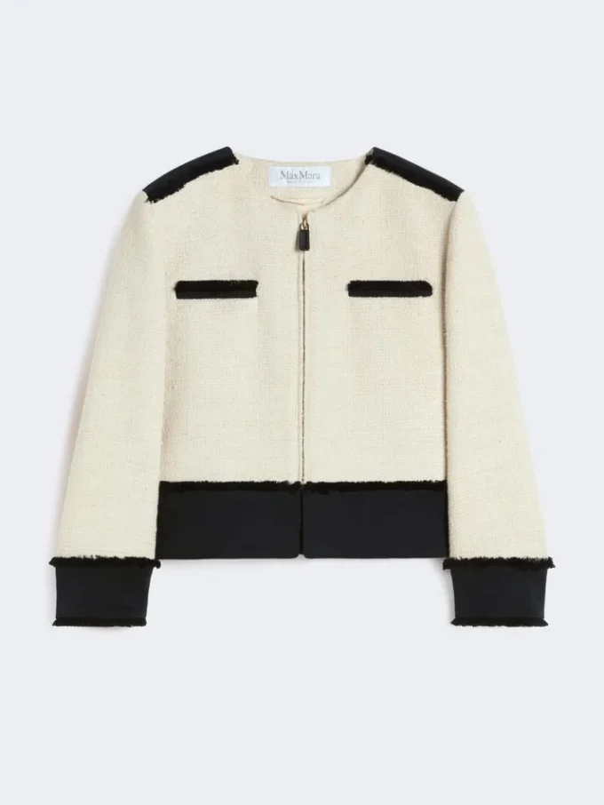 Giacca in cotone e lino a trama intrecciata, beige Giacca in cotone e lino a trama intrecciata, beige