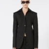 Giacca in gabardine elasticizzata slim fit, nera Giacca in gabardine elasticizzata slim fit, nera