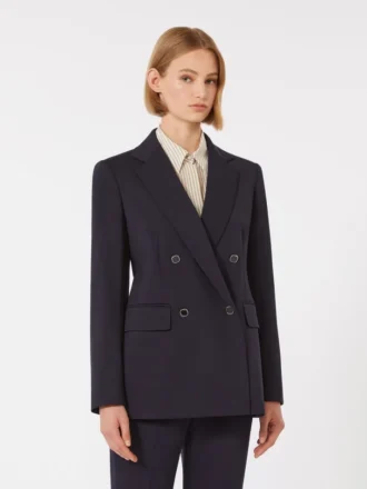 Giacca in jersey Milano-knit a doppio petto, blu navy