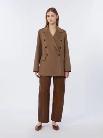 Giacca in lana Double Face a doppio petto, color cammello