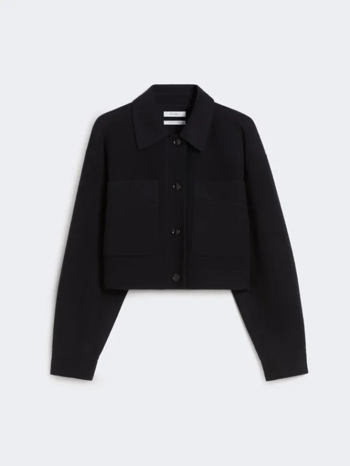 Giacca in lana e cashmere dalla linea squadrata, blu oltremare Giacca in lana e cashmere dalla linea squadrata, blu oltremare