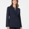Giacca in lana elasticizzata a doppio petto, blu navy Giacca in lana elasticizzata a doppio petto, blu navy