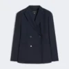Giacca in lana elasticizzata a doppio petto, blu navy Giacca in lana elasticizzata a doppio petto, blu navy