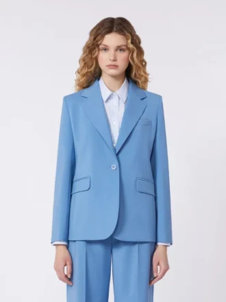 Giacca in lana elasticizzata, azzurra