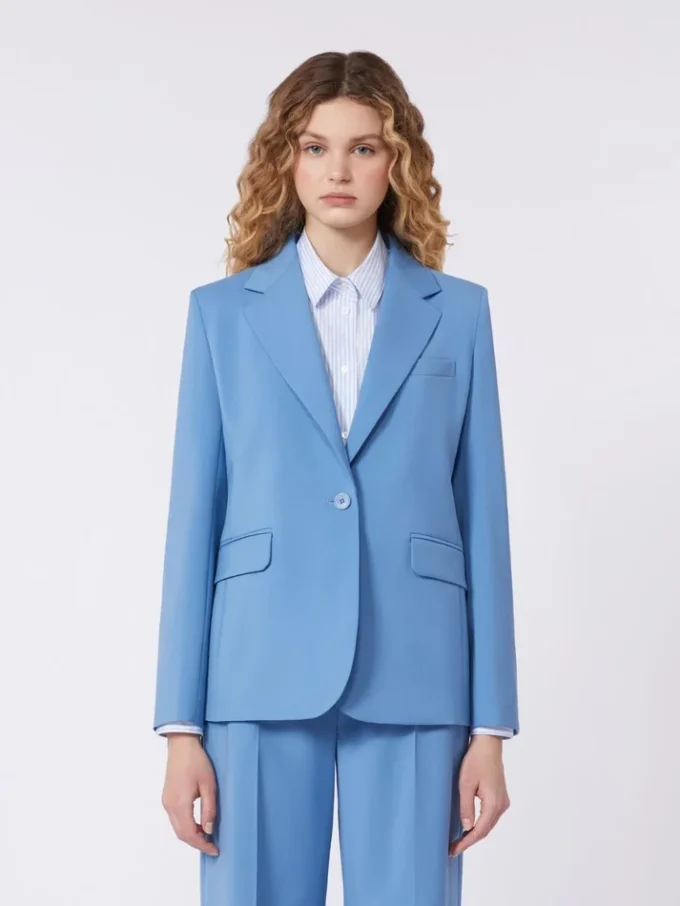 Giacca in lana elasticizzata, azzurra Giacca in lana elasticizzata, azzurra