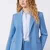 Giacca in lana elasticizzata, azzurra Giacca in lana elasticizzata, azzurra