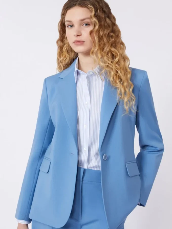 Giacca in lana elasticizzata, azzurra Giacca in lana elasticizzata, azzurra