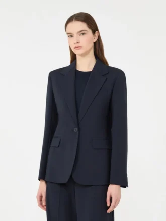 Giacca in lana elasticizzata, blu navy