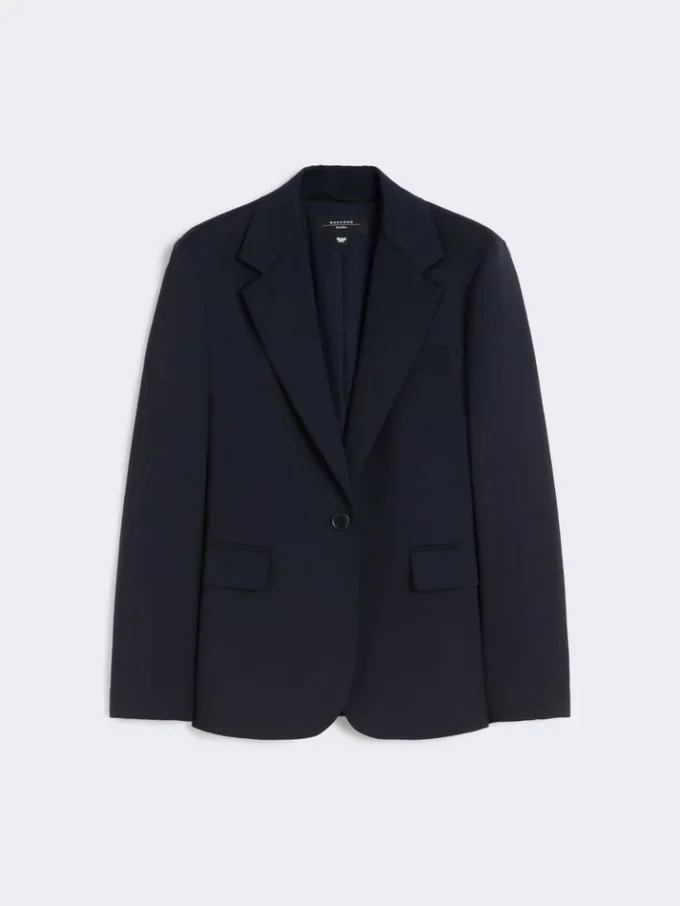 Giacca in lana elasticizzata, blu navy Giacca in lana elasticizzata, blu navy