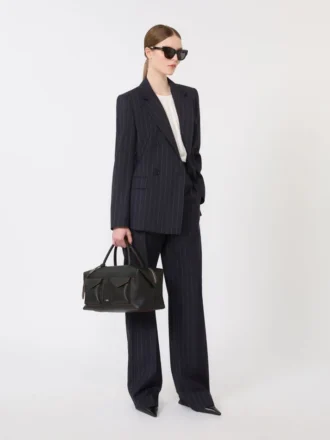 Pantaloni in lana gessati, blu navy