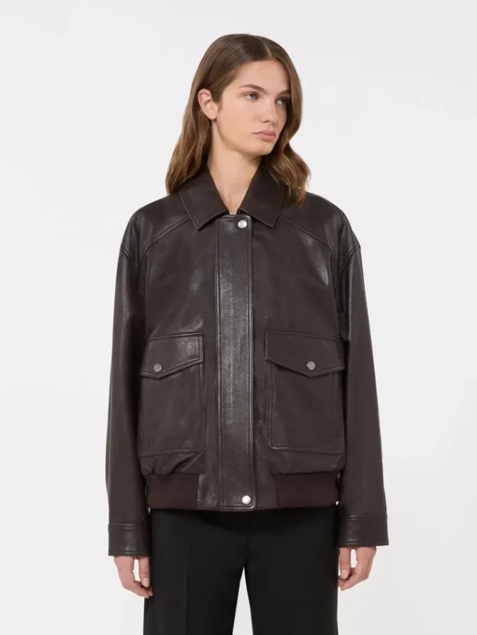Giacca in pelle, marrone Giacca in pelle, marrone