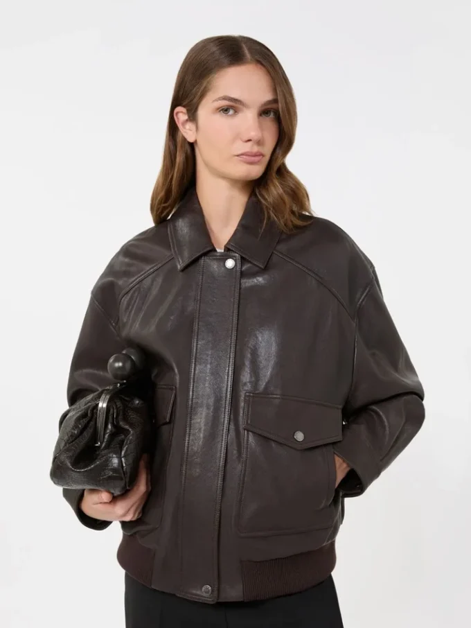 Giacca in pelle, marrone Giacca in pelle, marrone