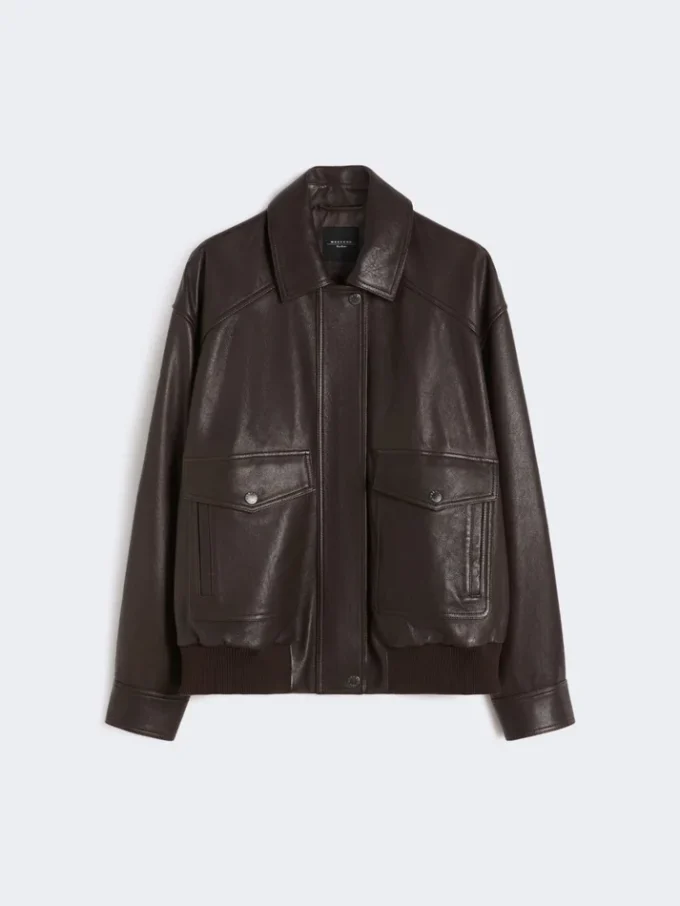 Giacca in pelle, marrone Giacca in pelle, marrone