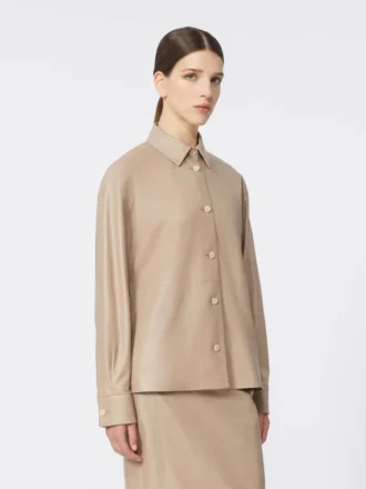 Giacca in pelle nappa, color sabbia