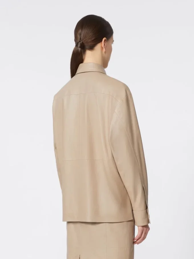Giacca in pelle nappa, color sabbia