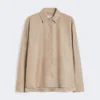 Giacca in pelle nappa, color sabbia