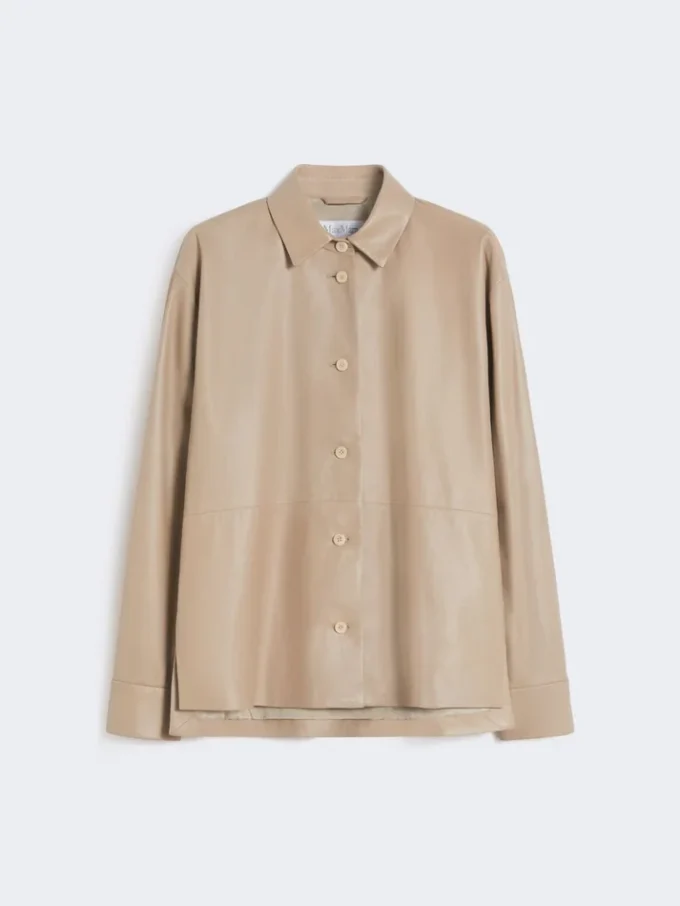 Giacca in pelle nappa, color sabbia