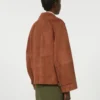 Giacca in pelle scamosciata a doppio petto, color terracotta