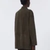 Giacca in pelle scamosciata con impunture, verde