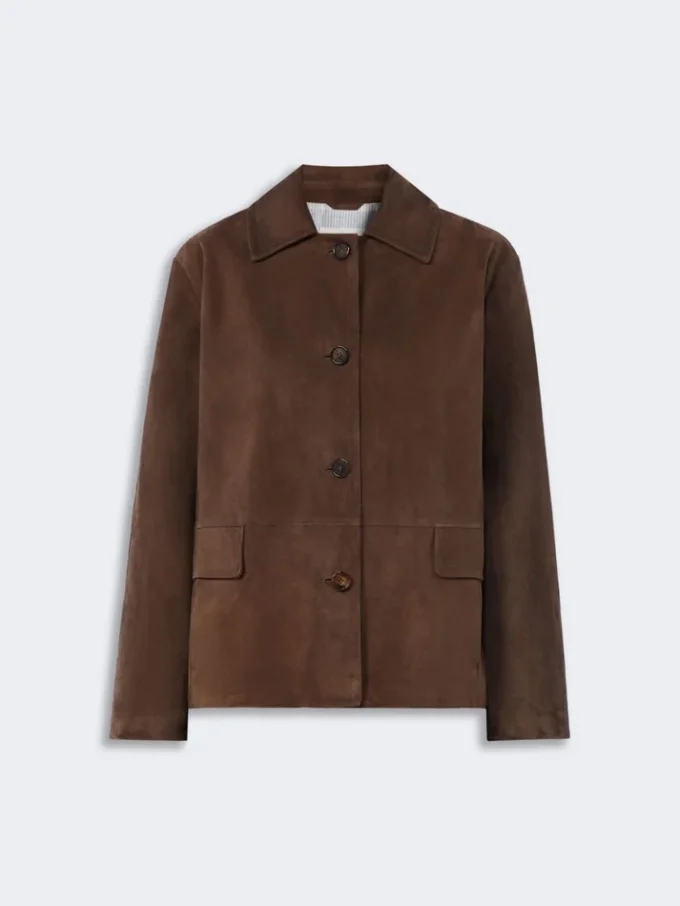 Giacca in pelle scamosciata, marrone Giacca in pelle scamosciata, marrone
