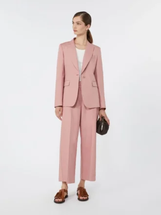 Giacca in tela di lino e cotone, rosa antico