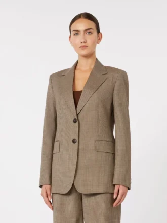 Giacca in twill di lana fantasia, color caramello