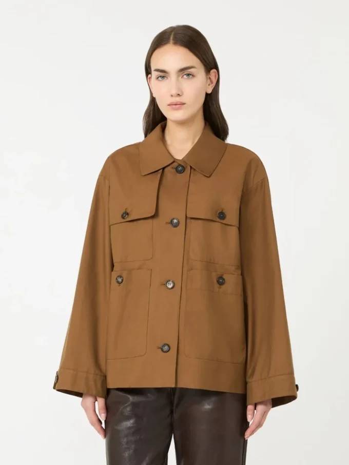Giacca in twill idrorepellente, color tabacco