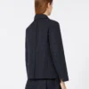 Giacca monopetto in jacquard floreale, blu notte