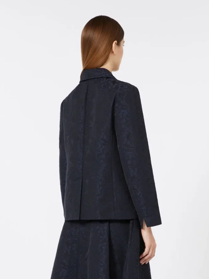 Giacca monopetto in jacquard floreale, blu notte