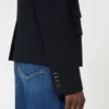 Giacca monopetto in jersey piqué, blu navy Giacca monopetto in jersey piqué, blu navy