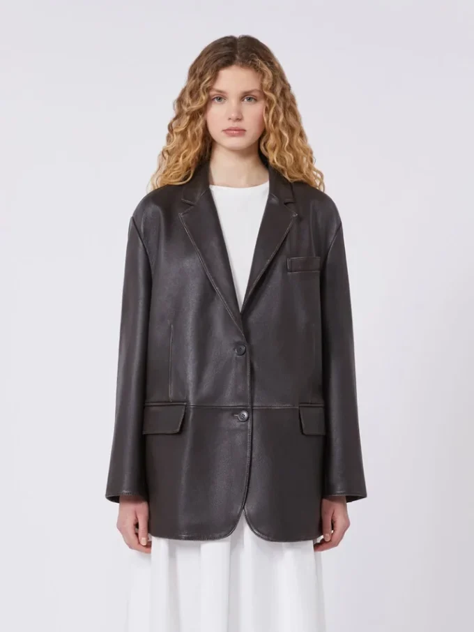 Giacca oversize in pelle, marrone Giacca oversize in pelle, marrone