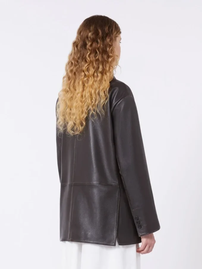 Giacca oversize in pelle, marrone Giacca oversize in pelle, marrone