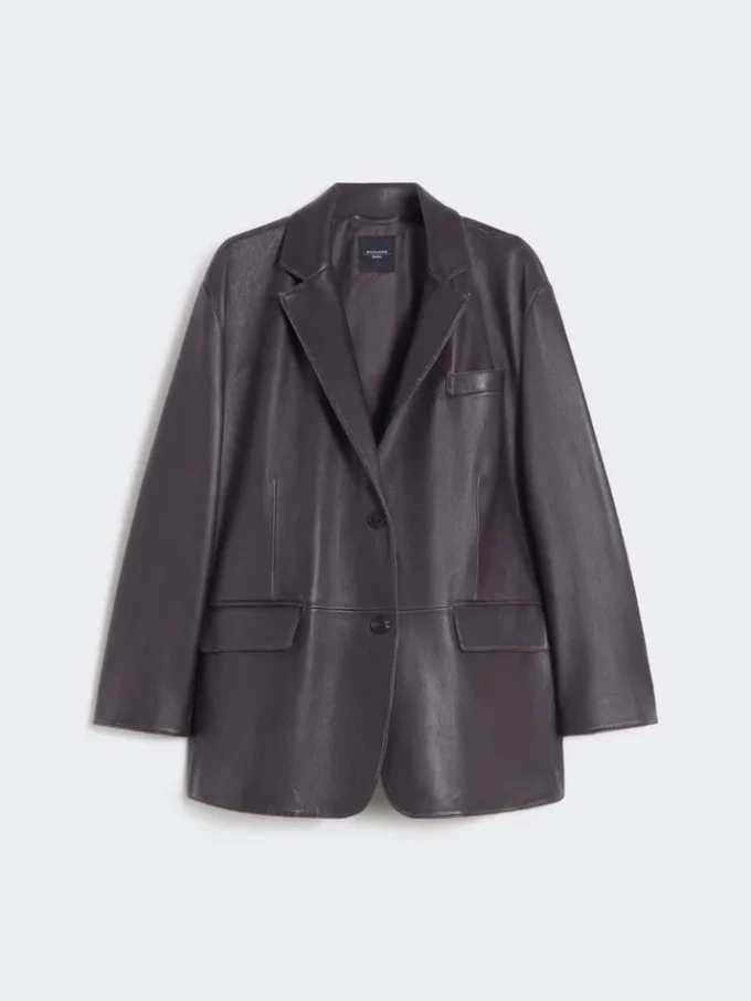 Giacca oversize in pelle, marrone Giacca oversize in pelle, marrone
