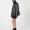 Giacca pesante in pelle oversize, nera Giacca pesante in pelle oversize, nera