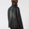 Giacca pesante in pelle oversize, nera Giacca pesante in pelle oversize, nera