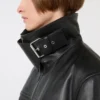 Giacca pesante in pelle oversize, nera Giacca pesante in pelle oversize, nera