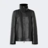 Giacca pesante in pelle oversize, nera Giacca pesante in pelle oversize, nera