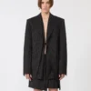 Giacca sartoriale in gabardine gessata, nera Giacca sartoriale in gabardine gessata, nera