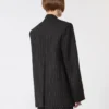 Giacca sartoriale in gabardine gessata, nera Giacca sartoriale in gabardine gessata, nera