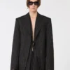Giacca sartoriale in gabardine gessata, nera Giacca sartoriale in gabardine gessata, nera