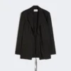 Giacca sartoriale in gabardine gessata, nera Giacca sartoriale in gabardine gessata, nera