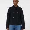 Giacca squadrata in lana, cashmere e seta, blu navy Giacca squadrata in lana, cashmere e seta, blu navy