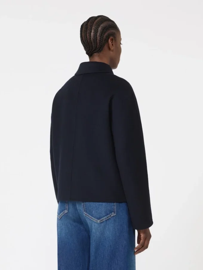 Giacca squadrata in lana, cashmere e seta, blu navy Giacca squadrata in lana, cashmere e seta, blu navy