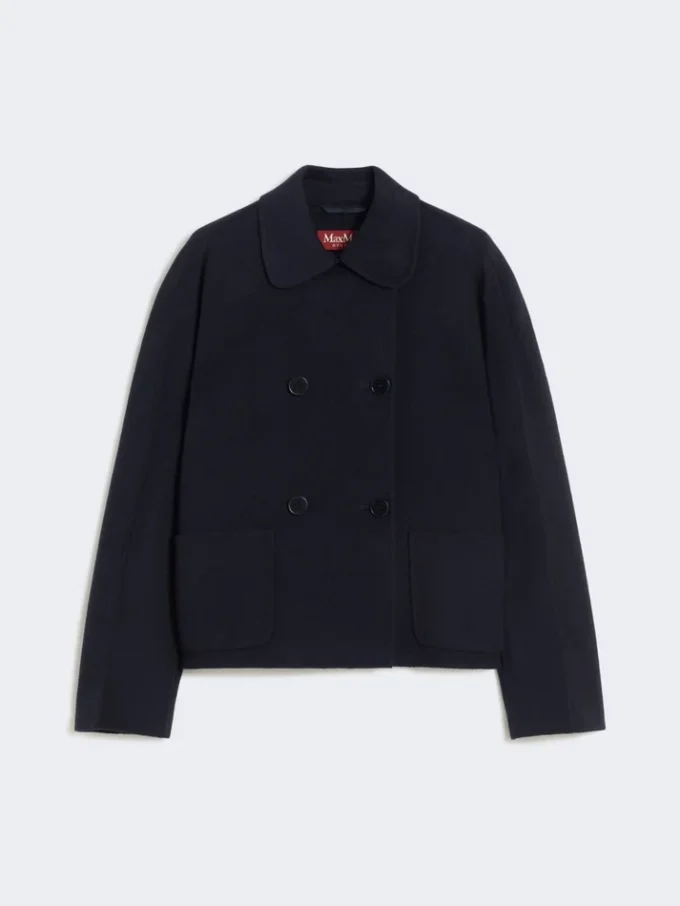 Giacca squadrata in lana, cashmere e seta, blu navy Giacca squadrata in lana, cashmere e seta, blu navy