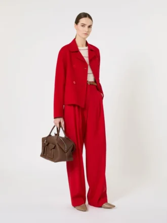 Giacca squadrata in lana, cashmere e seta, rossa