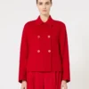 Giacca squadrata in lana, cashmere e seta, rossa Giacca squadrata in lana, cashmere e seta, rossa