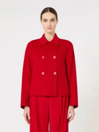 Giacca squadrata in lana, cashmere e seta, rossa