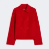 Giacca squadrata in lana, cashmere e seta, rossa Giacca squadrata in lana, cashmere e seta, rossa