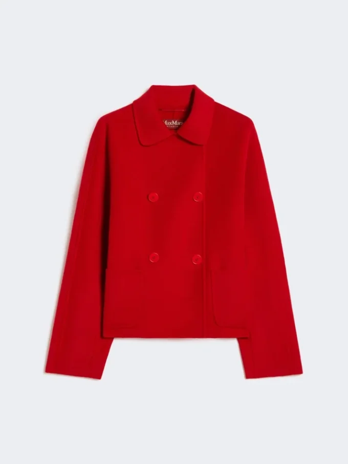 Giacca squadrata in lana, cashmere e seta, rossa Giacca squadrata in lana, cashmere e seta, rossa
