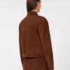 Giacca squadrata in pelle scamosciata, color cioccolato